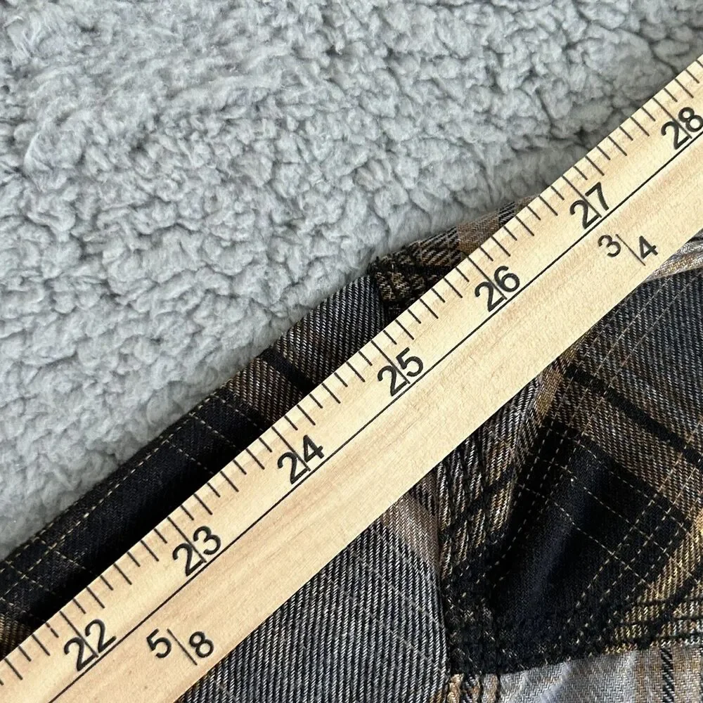 BKE Vintage Shirt Mens Large Brown Plaid Snap Yoke Spread Collar Point Pockets - Picture 12 of 14